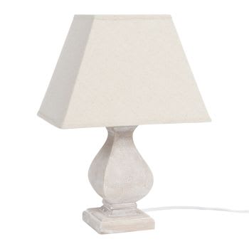 Emilia - Lámpara de paulonia con pantalla de color lino