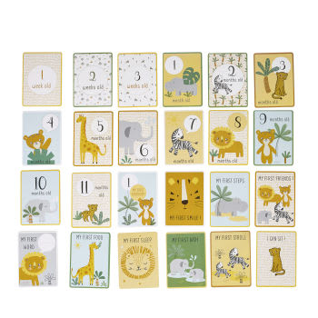 MINI JUNGLE - Erinnerungskarten für die ersten 12 Babymonate, aus bedrucktem Papier