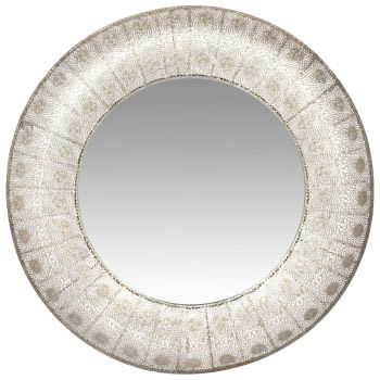 ESMARA - Specchio rotondo in metallo argentato, D 80 cm