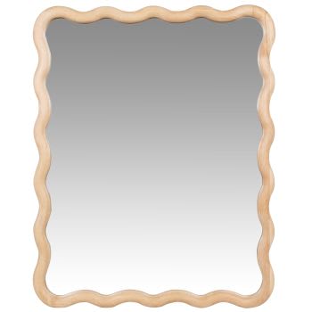 NAEDO - Espejo rectangular con ondas de madera de hevea 40 x 50