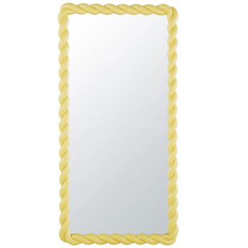 LOUMA - Espejo rectangular grande con marco retorcido en amarillo 80 x 160