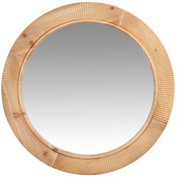 CARMO - Espejo redondo de madera de abeto tallada D. 70