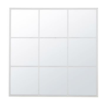 GABINSEN - Espejo ventana cuadrado de metal blanco 120 x 120