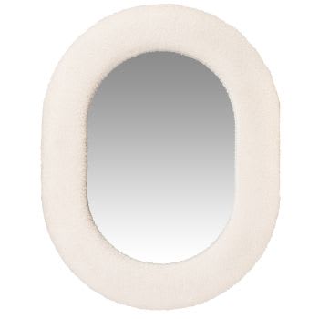 LINOA - Espelho oval em tecido com efeito de lã bouclé 47x60