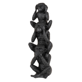 MONKITI - Estatueta de 3 macacos pretos H30