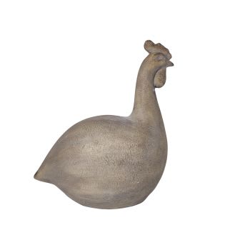 Estatueta de galinha em resina cinza A46
