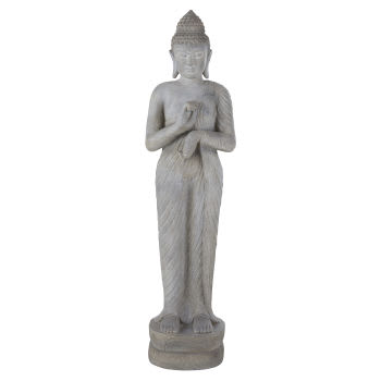 MARACANA - Estatueta de jardim com buda cinzento-branqueado A158