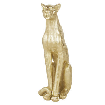 Estatueta de leoa em polirresina dourada A90