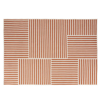 ESTORIA - Teppich aus Polypropylen mit Streifenmotiv, ecrufarben und ziegelrot, 140x200cm