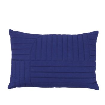 EVAN - Cuscino in lino con motivo a rilievo blu indaco 40x60 cm