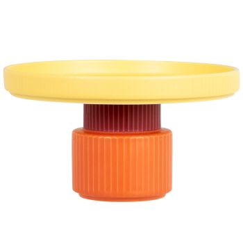 FLAMINGO - Expositor para tartas con soporte de gres amarillo, rosa y rojo