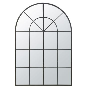 FAUSTIN - Grand miroir fenêtre arche en métal noir 137x200