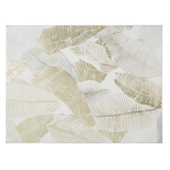 FAUSTINE - Tela dipinta bianca e dorata 90 cm x 120 cm