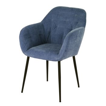 Willy - Fauteuil de table en velours bleu