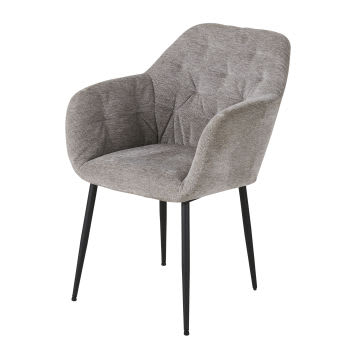 Willy - Fauteuil de table en velours gris clair