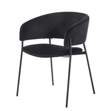 Hug - Fauteuil de table en velours noir