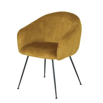 Kyss - Fauteuil de table en velours ocre