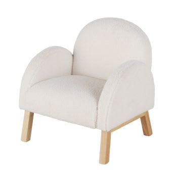 Carly - Fauteuil enfant en tissu bouclettes recyclé crème