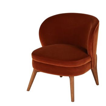 Katie - Fauteuil in bruine velours