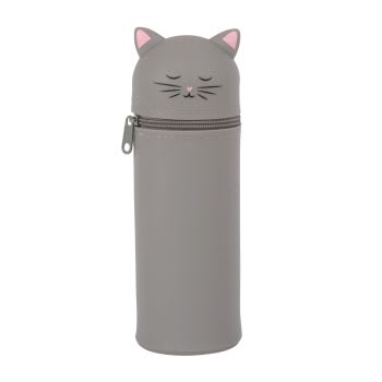 Federmäppchen Katze, grau
