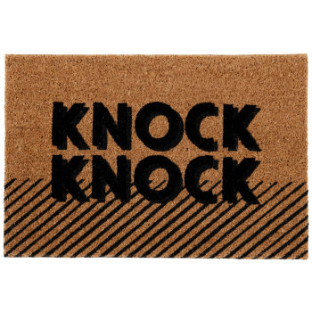 KNOCK - Felpudo de fibra de coco con estampado negro