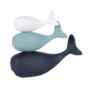 Figura de 3 baleias azul e branca H17