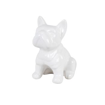 MARCEL - Figura de bulldog de dolomita blanca Alt. 15