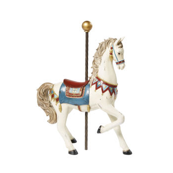 CARROUSEL - Figura de caballo color crudo con efecto envejecido Alt.53