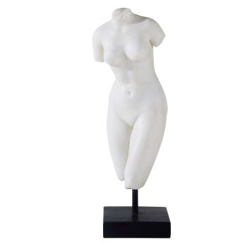VENUS - Figura de diosa Venus de color blanco con base de color negro Alt. 38