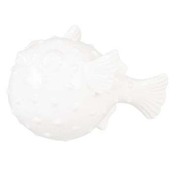 Lote de 2 - Figura de pez globo de dolomita color blanco Alt. 12