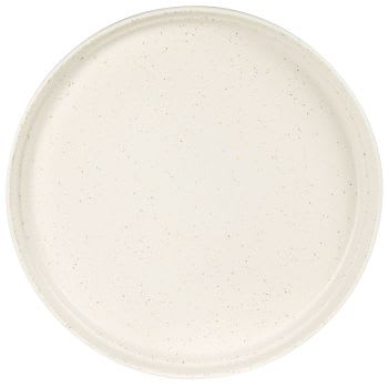 BRASILIA - Set aus 4 - Flacher Teller aus weißem Steingut mit mehrfarbigem gesprenkeltem Muster