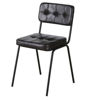 Flemming - Stuhl mit schwarzem Lederbezug und schwarzem Metall