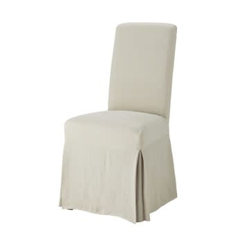 Margaux - Fodera lunga in lino slavato per sedia, compatibile con la sedia MARGAUX
