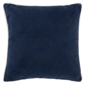 GRAZIE - Fodera per cuscino in cotone piqué blu con fettuccia 40x40 cm