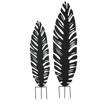 MANADO - Folhas decorativas de exterior em metal preto para plantar (x2)