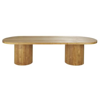 FORTALEZA - Table de jardin ovale en bois de teck 12/14 personnes L300