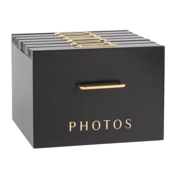 Fotobox, 6 Alben, schwarz und goldfarben