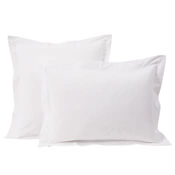 Luce Business - Funda de almohada para hostelería de percal de algodón blanco 50x70