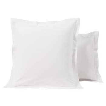 Luce Business - Funda de almohada para hostelería de percal de algodón blanco 63x63