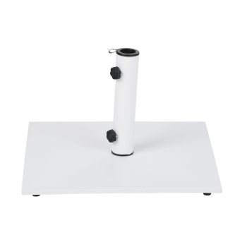 Fuzu - Pied de parasol carré en acier blanc 25 kg
