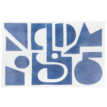 GABY - Tappeto in vinile con stampa grafica blu e bianca 50x80 cm