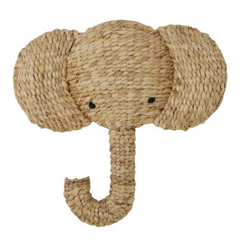 GAETAN - Trofeo da parete elefante in fibra vegetale 52x50 cm