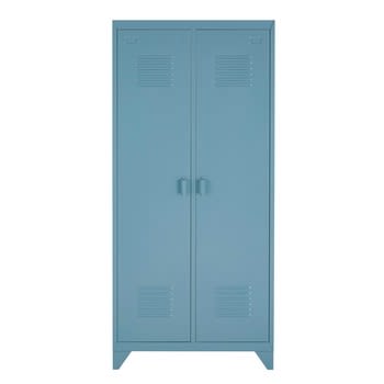 Loft - Garderobekast van blauwgrijs metaal met 2 deuren