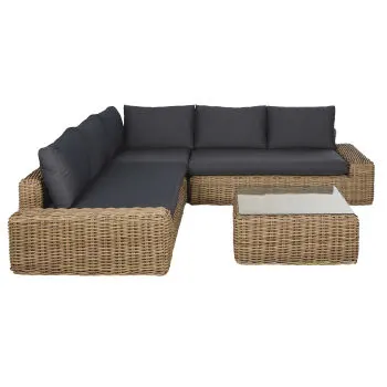 Cerrado - Gartenlounge in Rattanoptik mit Bezug aus recyceltem Polyester, anthrazitgrau