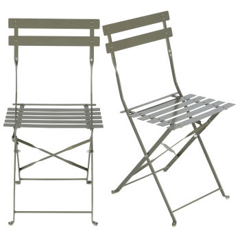 Guinguette Business - Gartenstühle für gewerbliche Nutzung aus Metall, khakigrün (x2)