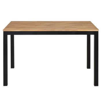 Oural - Gartentisch aus massivem Akazienholz und schwarzem Metall für 4/6 Personen L120