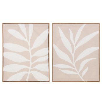 ARMANDE - Geborduurde doeken (x2), beige, bruin en wit, 80 x 50 cm