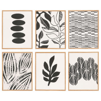 MESSEJANA - Gemälde, beige und schwarz (x6), 15x19cm
