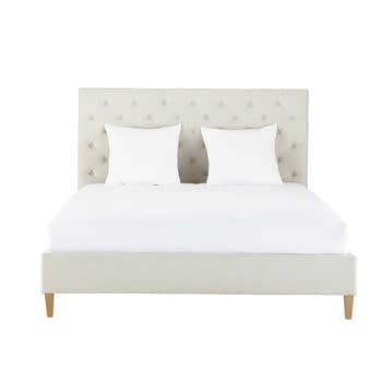 Chesterfield - Gepolstertes Bett aus Leinen mit Lattenrost, 140x190cm