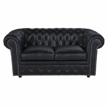 Chesterfield - Gepolstertes -Sofa 2-Sitzer aus Leder, schwarz